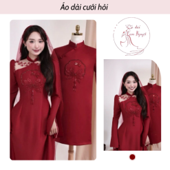 Cặp Áo Dài Bạch Vân Hồng Ngọc Lam Nguyệt - CCH238