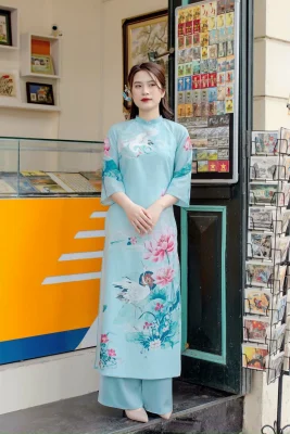 Áo Dài Tết Màu Xanh Dương
