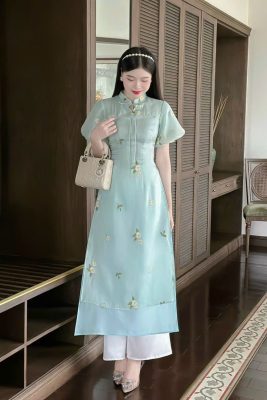 Áo Dài Tết Màu Xanh Dương